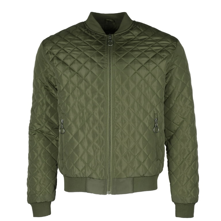 Green quilted bomber jacket cheap mens