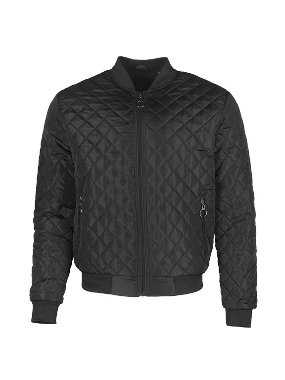 Men's Jason Zip Up Front Pocket Quilted Bomber Jacket Red 3XL