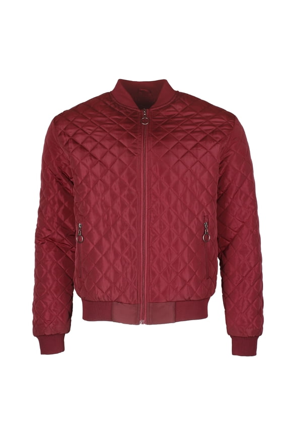 Men's Jason Zip Up Front Pocket Quilted Bomber Jacket Red S