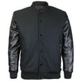 thumbnail image 1 of Maximos Men's LMJ Snap Button Front Classic Varsity Jacket Black S, 1 of 10