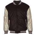 thumbnail image 1 of Maximos Men's LMJ Snap Button Front Classic Varsity Jacket Brown Khaki L, 1 of 11
