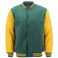 thumbnail image 1 of Maximos Men's LMJ Snap Button Front Classic Varsity Jacket Green Yellow L, 1 of 2
