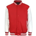 thumbnail image 1 of Maximos Men's LMJ Snap Button Front Classic Varsity Jacket Red White S, 1 of 10