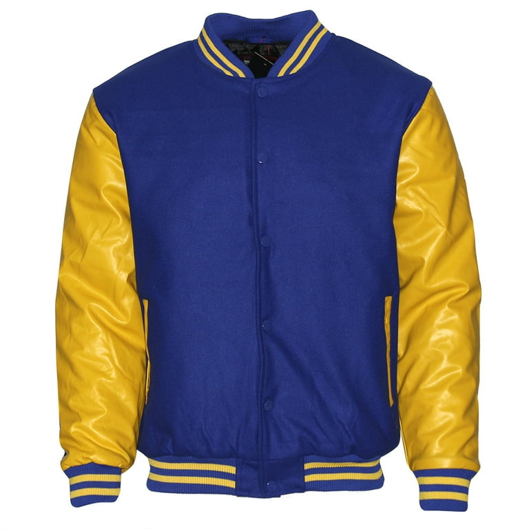 Royal blue and top gold letterman jacket