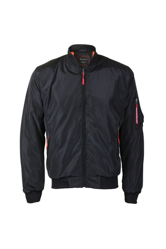 Maximos Men's Lightweight Water Resistant Reversible Flight Bomber Jacket (Black,S)