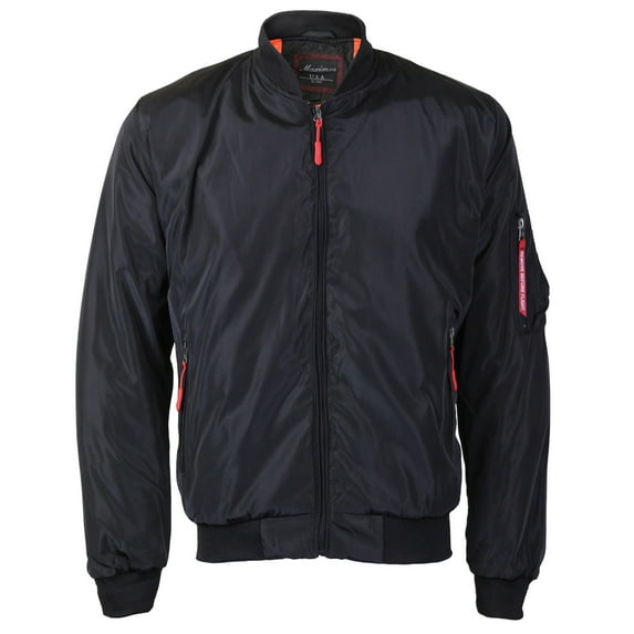 Maximos Men's Lightweight Water Resistant Reversible Flight Bomber Jacket (Black, XS)