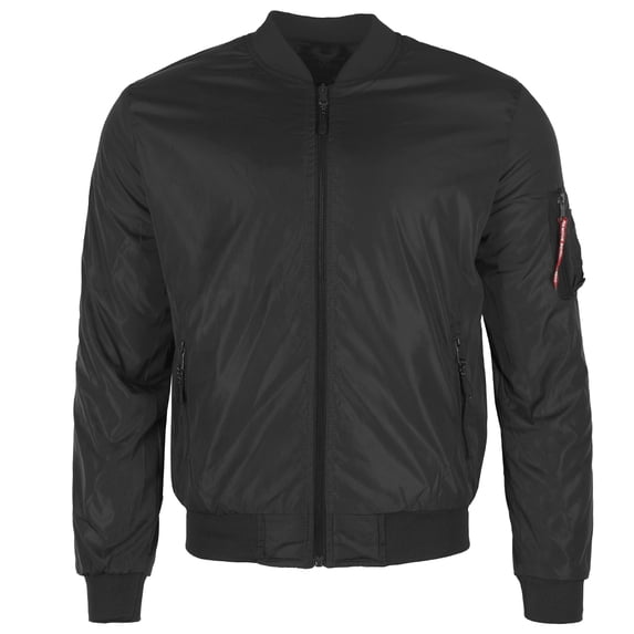 Maximos Men's Mike Zip Up Front and Sleeve Pocket Bomber Jacket Black 2XL