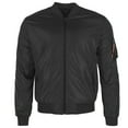 thumbnail image 1 of Maximos Men's Mike Zip Up Front and Sleeve Pocket Bomber Jacket Black S, 1 of 2