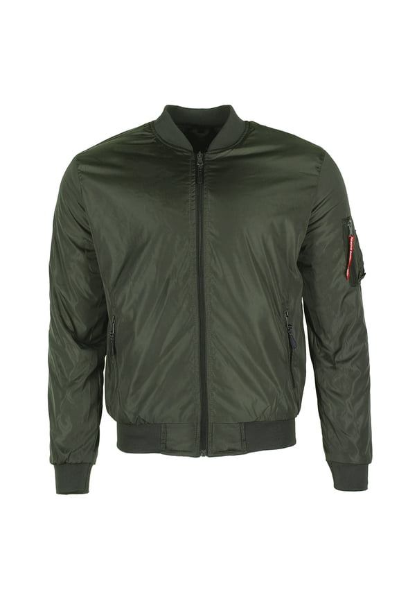 Men's Mike Zip Up Front and Sleeve Pocket Bomber Jacket Green 4XL