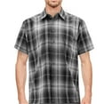 thumbnail image 1 of Maximos Men's Plaid Shirt Short Sleeve Classic Western Full Button Down Shirt, Black/White/Light Grey, M, 1 of 6