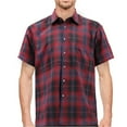 thumbnail image 1 of Maximos Men's Plaid Shirt Short Sleeve Classic Western Full Button Down Shirt, Burgundy/Dark Grey/Black, M, 1 of 7
