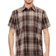 thumbnail image 1 of Maximos Men's Plaid Shirt Short Sleeve Classic Western Full Button Down Shirt, Dark Brown/Khaki/Beige, M, 1 of 6