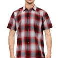 thumbnail image 1 of Maximos Men's Plaid Shirt Short Sleeve Classic Western Full Button Down Shirt, Red/Black/White, 2XL, 1 of 6