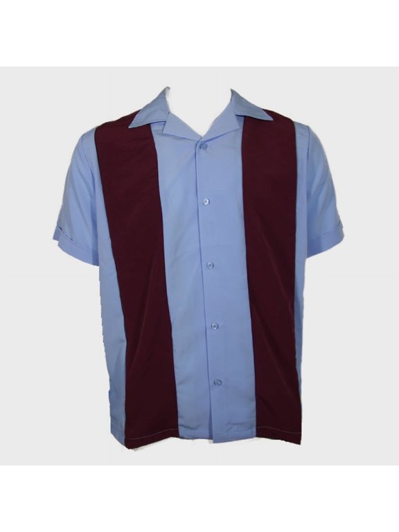 Men's Retro Classic Two Tone Bowling Casual Dress Shirt Charlie Sheen