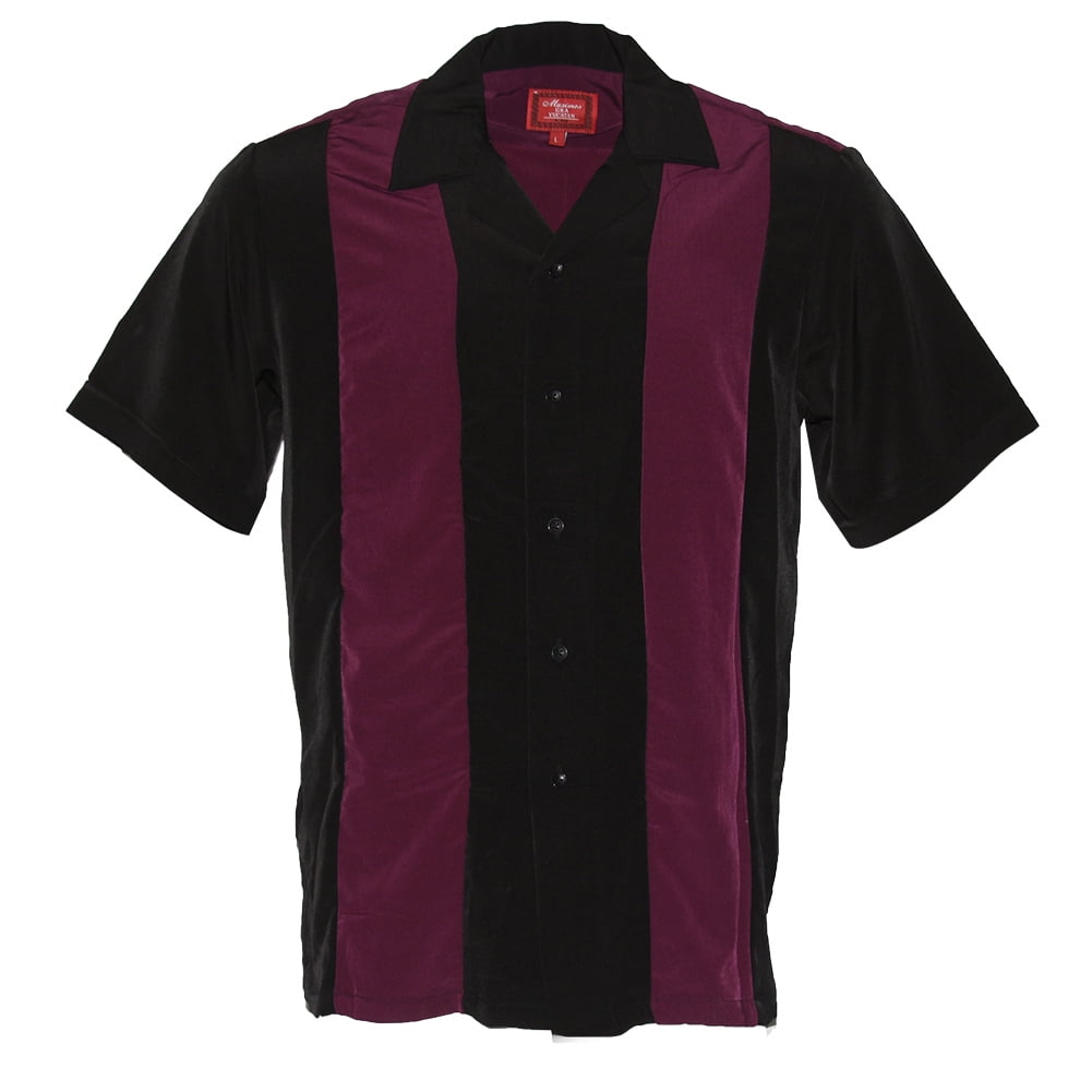 Maximos Men's Retro Classic Two Tone Bowling Casual Dress Shirt Charlie Sheen - Walmart.com