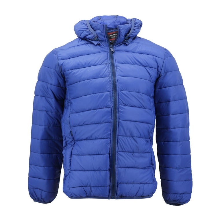 Maximos Men s Slim Fit Lightweight Zip Insulated Packable Puffer Hooded Jacket Royal Blue L Walmart