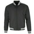 thumbnail image 1 of Maximos Men's Tony Stripe Trim Zip Up Bomber Jacket Black White L, 1 of 2