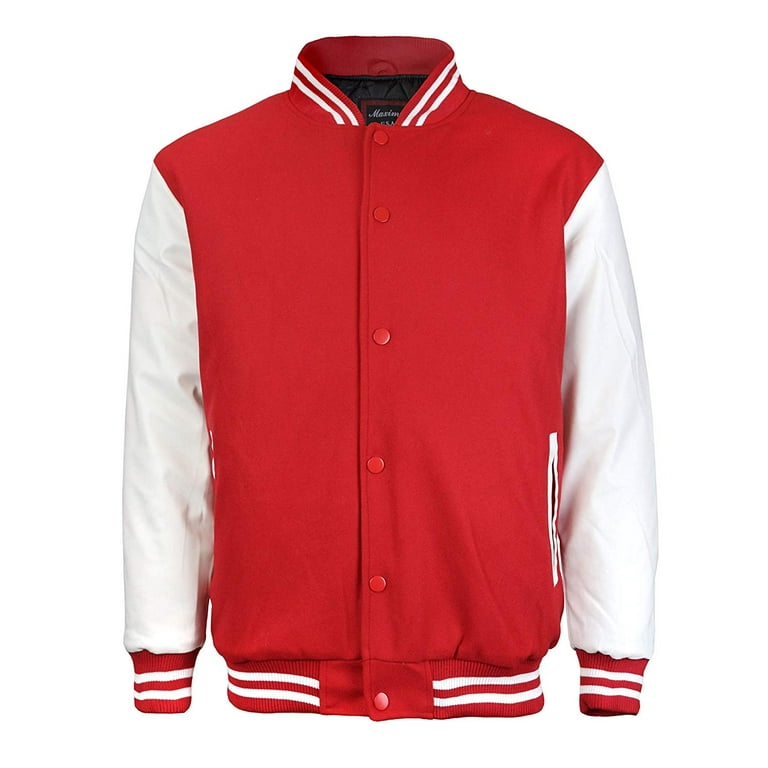 Maximos Mens Varsity Baseball Letterman Vintage Button Down Jacket