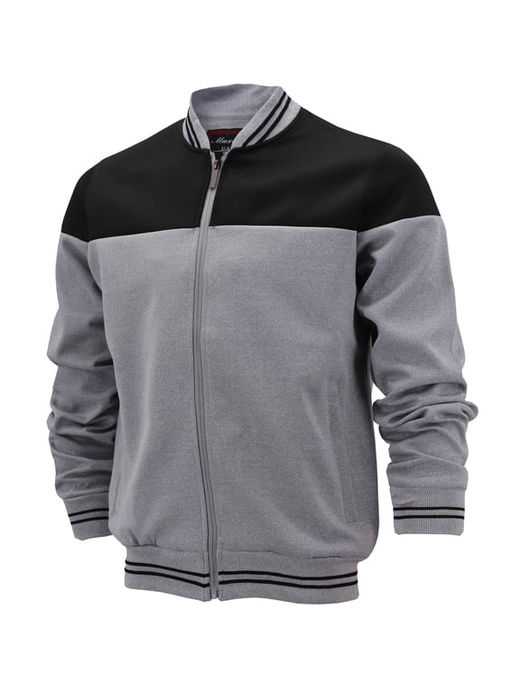 Men's Stylish Lightweight Multi Pocket Mesh Track Bomber Jacket (BEE-15 Black/Heather Grey, XL)