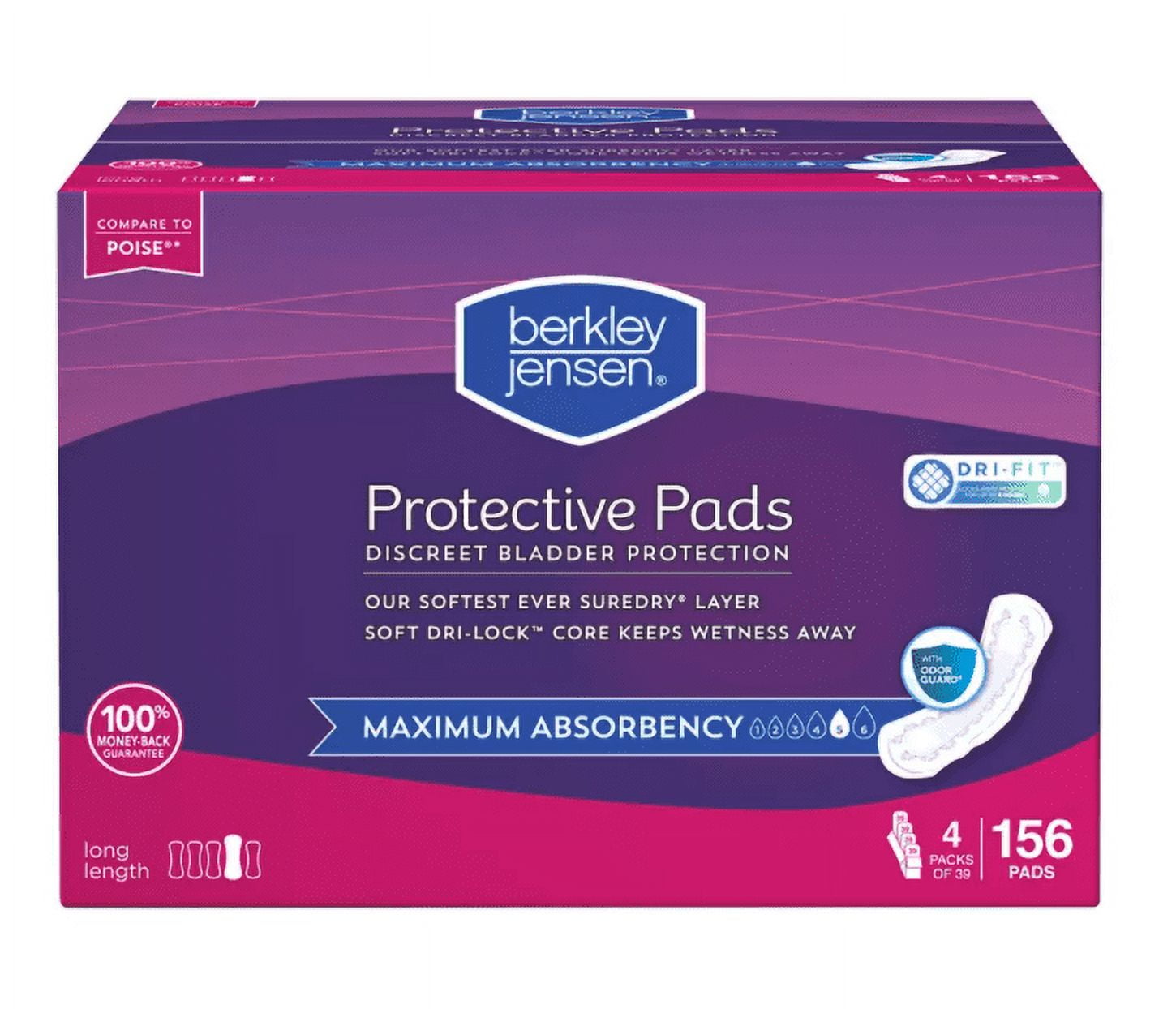 Berkley Jensen Maximum Absorbency Long Pads for Women, 156 ct