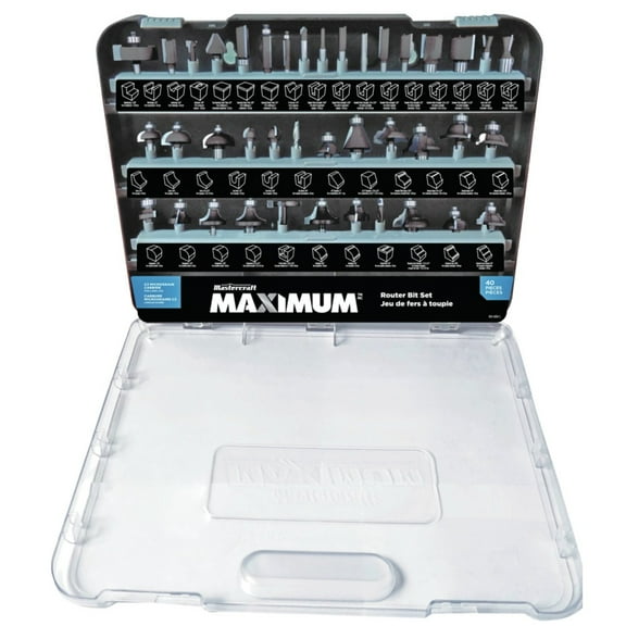 Maximum CTI0546818 (40-Piece) 1/2 and 1/4 in. Shanks Assorted Carbide-Tipped Router Bit Set with Storage Case