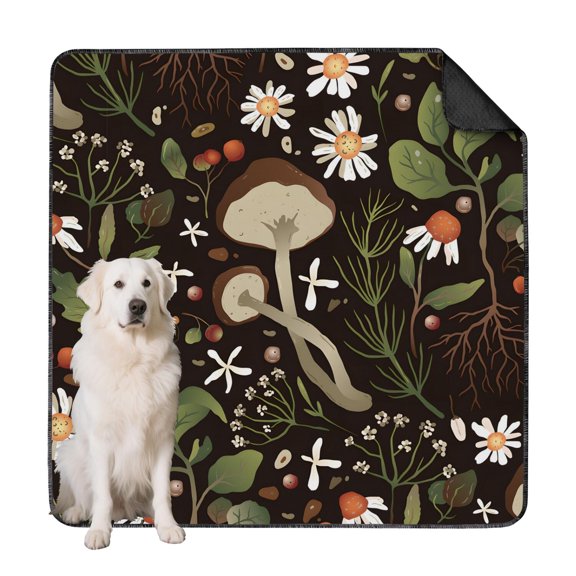 Maximum Coverage 72"x72" Reusable Dog Pee Pads, Extra Large Potty Pads with Decorative Plant Patterns and Secure Backing