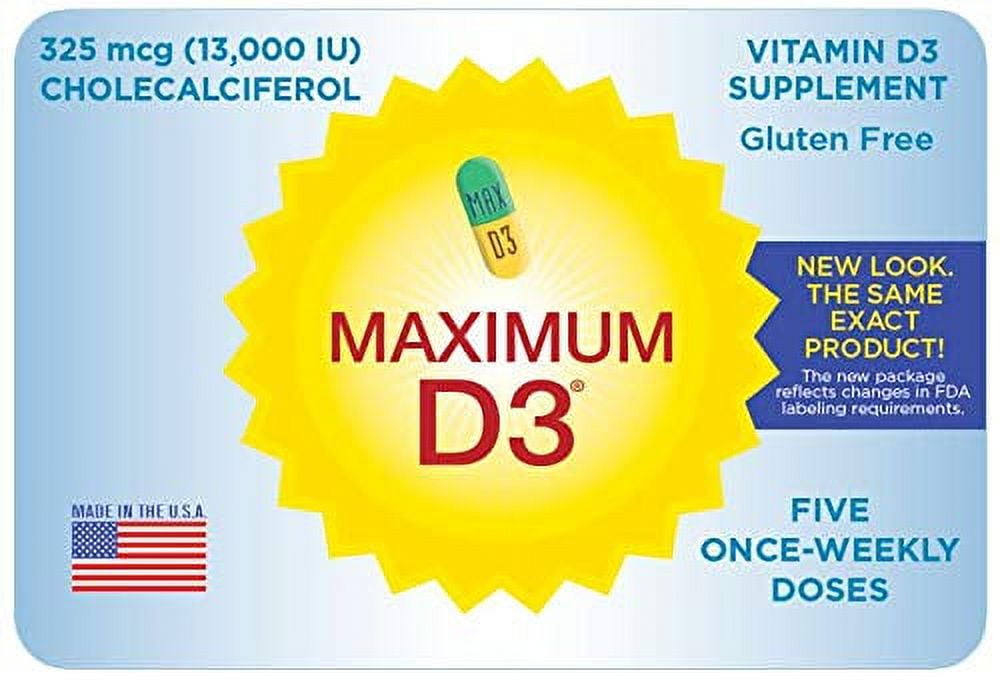 Maximum D3 13,000 IU, 5 Capsules Total (5Week Supply)