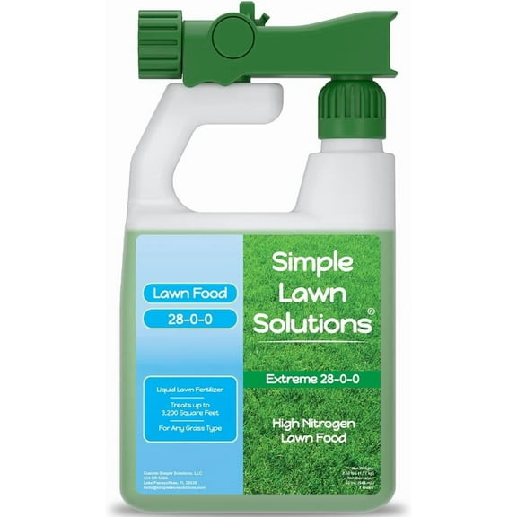 Maximum Green & Growth Fertilizer High Nitrogen 28-0-0 Liquid Lawn Food Spray Spring & Summer- Any Grass Type- - Concentrated Quick & Slow Release Attached Sprayer (32 Ounce)