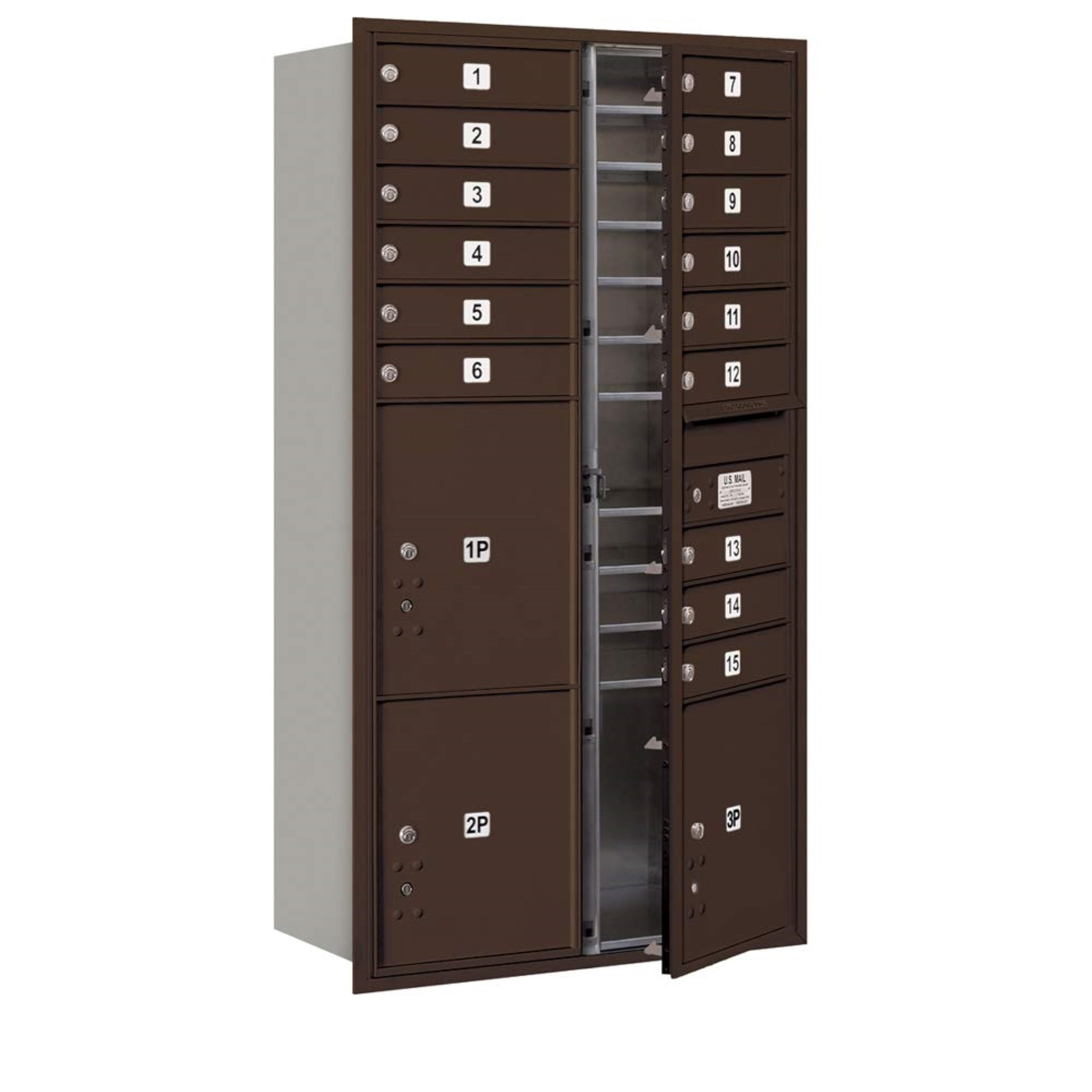 Maximum Height Recessed Mounted 4C Horizontal Mailbox with 15 Doors and ...