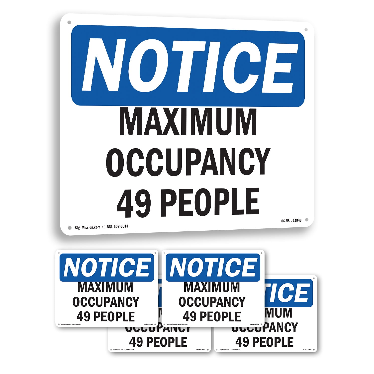 Total Occupancy Sign Maximum Occupancy 49 People OSHA Notice Rigid Plastic Sign 24 Inch x 18 ...