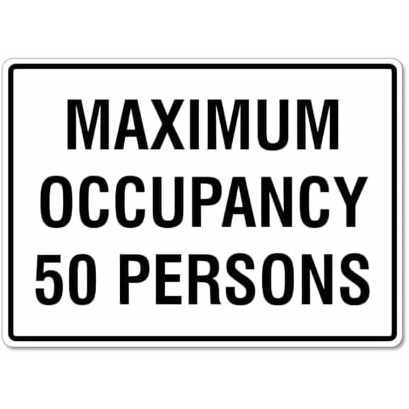 Maximum Occupancy 50 Persons Sign - Metal Tin Sign, 8x12 Inch - Clear Warning for Home & Business Use