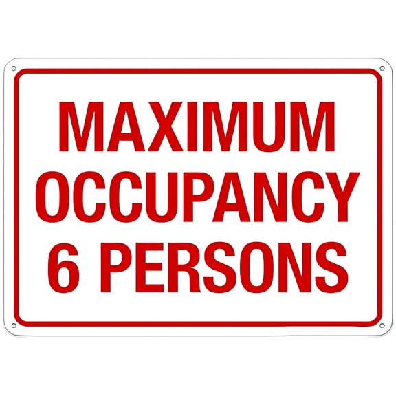 Maximum Occupancy 6 Persons Pool Safety Sign - 8"x12" Metal Tin Sign, Clear Warning for Home & Business