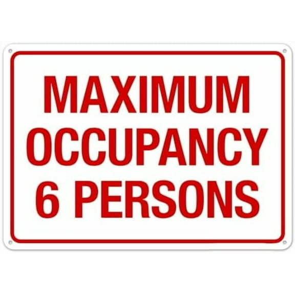 Maximum Occupancy Persons 6 Sign Pool Signs Metal Sign NO.11425 Metal Tin Sign 8x12 Inch - Clear Warning for Home & Business Use