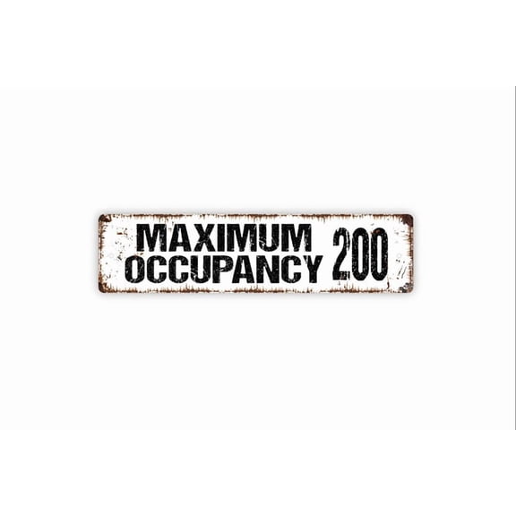 Maximum Occupancy Sign - Rustic Metal Street Sign or Door Name Plate Plaque - Size: 16 x 4 Inches