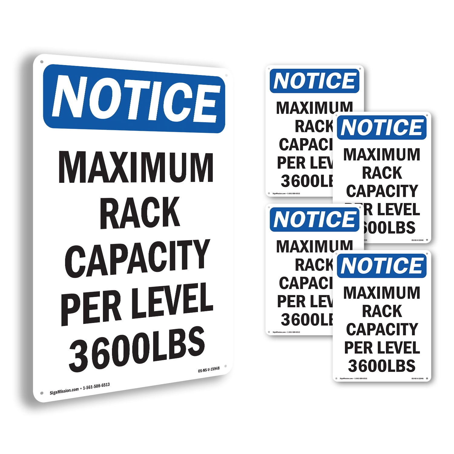 Maximum Rack Capacity Per OSHA Notice Aluminum Sign 10 Inch x 7 Inch ...