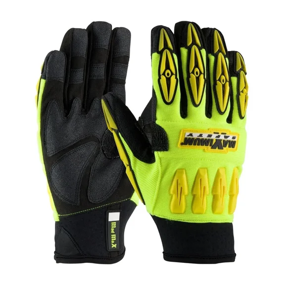 Maximum Safety Pip 120-4000 Mad Max Riggers Hi Viz Work Gloves Large