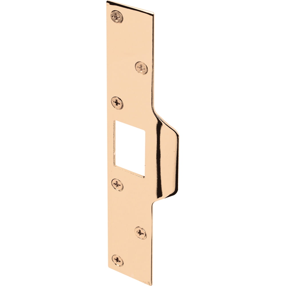 Maximum Security Latch Strike, 1-1/4 in. x 7-7/8 in., Steel, Brass Plated