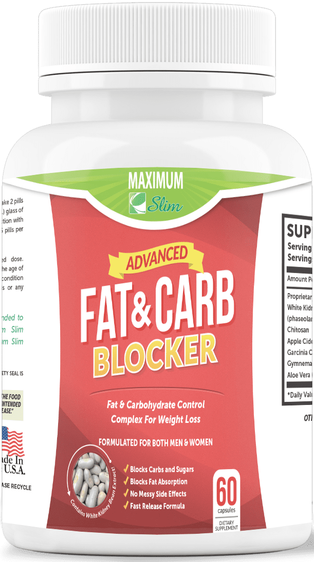 Maximum Slim Fat and Carb Blocker Weight Loss Pills, 60 Ct