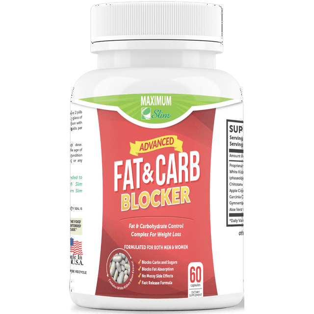Maximum Slim Fat and Carb Blocker Weight Loss Pills, 60 Ct