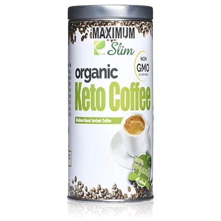 MAXIMUM Slim Organic Keto Ground Coffee, Medium Roast, Naturally Caffeinated, 1 Count