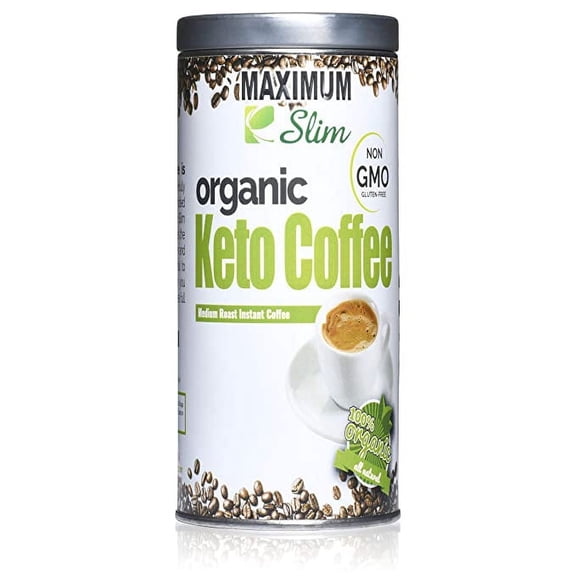 MAXIMUM Slim Organic Keto Ground Coffee, Medium Roast, Naturally Caffeinated, 1 Count