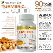 Maximum Slim Turmeric Curcumin with Piperine 1500mg, 90 Count
