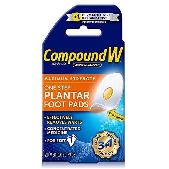 Maximum Strength One Step Plantar Wart Remover Foot Pads, 20 Count