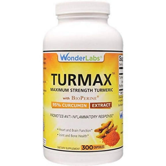 Maximum Strength Turmeric wit BioPerine - 95% Curcumin Extract, Formulated for Maximum Absorbsion (300)