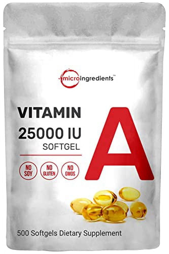 Maximum Strength Vitamin A 25000 IU, 500 Softgels (18 Months Supply) with Virgin Sunflower Seed Oil for Better Absorption, Supports Healthy Vision, Growth & Reproduction, Non-GMO & Easy to Swallow