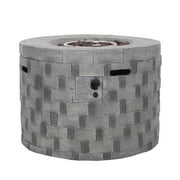 NOBLE HOUSE Maximus Outdoor 32" Light Weight Concrete Gas Burning Fire Pit, Gray