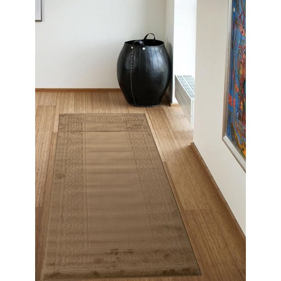 Maximus Runner Rug Size Trellis Design Extra Long Roll Runner 26 inch Wide x 8 ft Length Size Choice Slip Skid Rubber Back Euro Collection (Max Beige, 2'2"x 3')