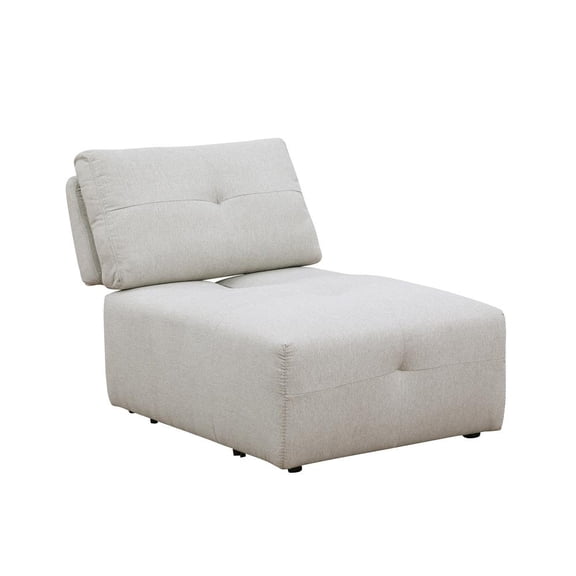 Best Master Maxine Linen Fabric Upholstered Armless Chair in Beige