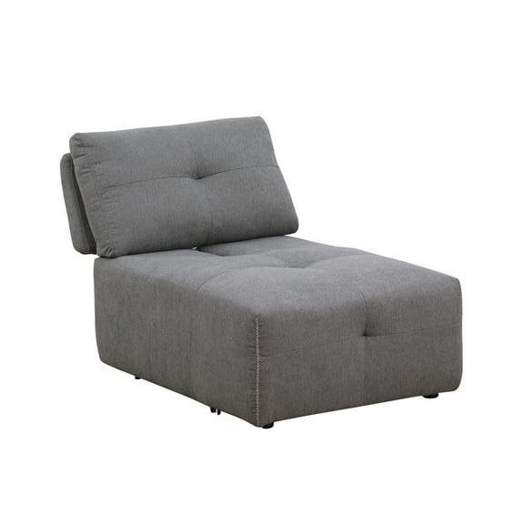 Best Master Maxine Linen Fabric Upholstered Armless Chair in Gray