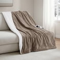 thumbnail image 1 of MaxKare Heated Throw Blanket, Electric Blanket with 6 Heating Levels & 4H Auto-off, Machine Washable, 50" x 60", Linen & White, 1 of 11